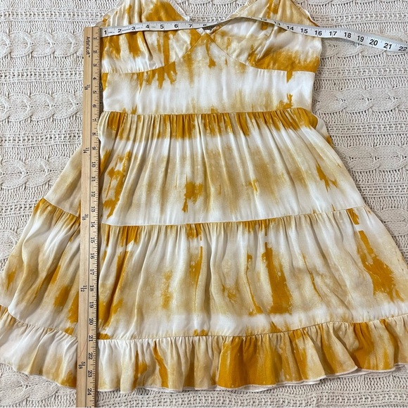 Xtraordinary Gold Zippered Ruffled Tie Dye Spaghetti Strap V Neck Short Dress - Picture 9 of 12